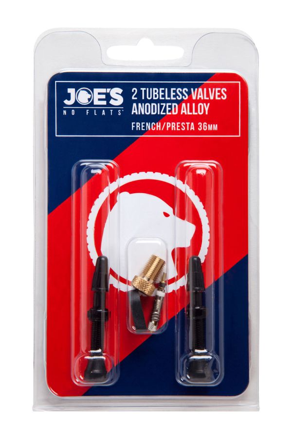 Joe&rsquo;s 2 Tubeless Black Anodize Alloy French/Presta Valves 36 mm